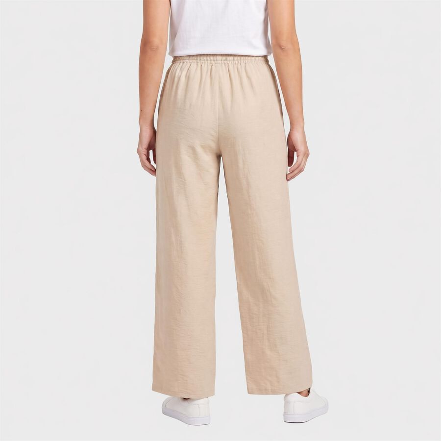 Women Beige Straight Fit Drawstring Waist Track Pants, Beige, large