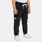 Boys' Washed Black Relaxed Fit Cargo Jogger Jeans, Black, small
