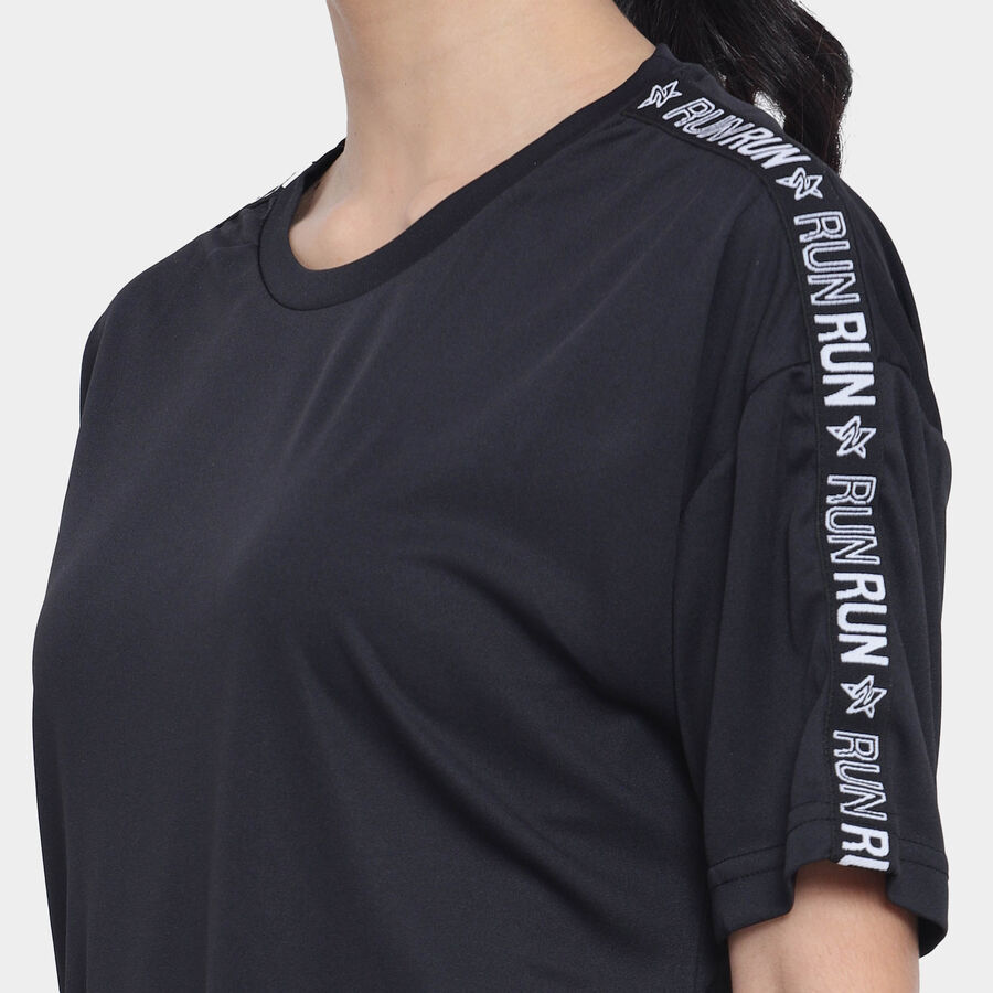 Solid Round Neck T-Shirt, Black, large image number null