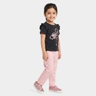 Girls Navy Blue Cotton Round Neck Regular T-Shirt, Navy Blue, small