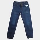 Boys Blue Jogger Fit Washed Jeans, मध्यम नीला, small