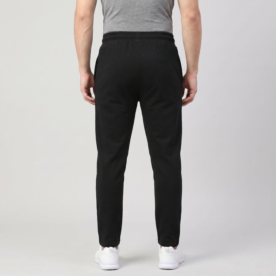 Men's Black Slim Fit Drawstring Waist Track Pants, काला, large