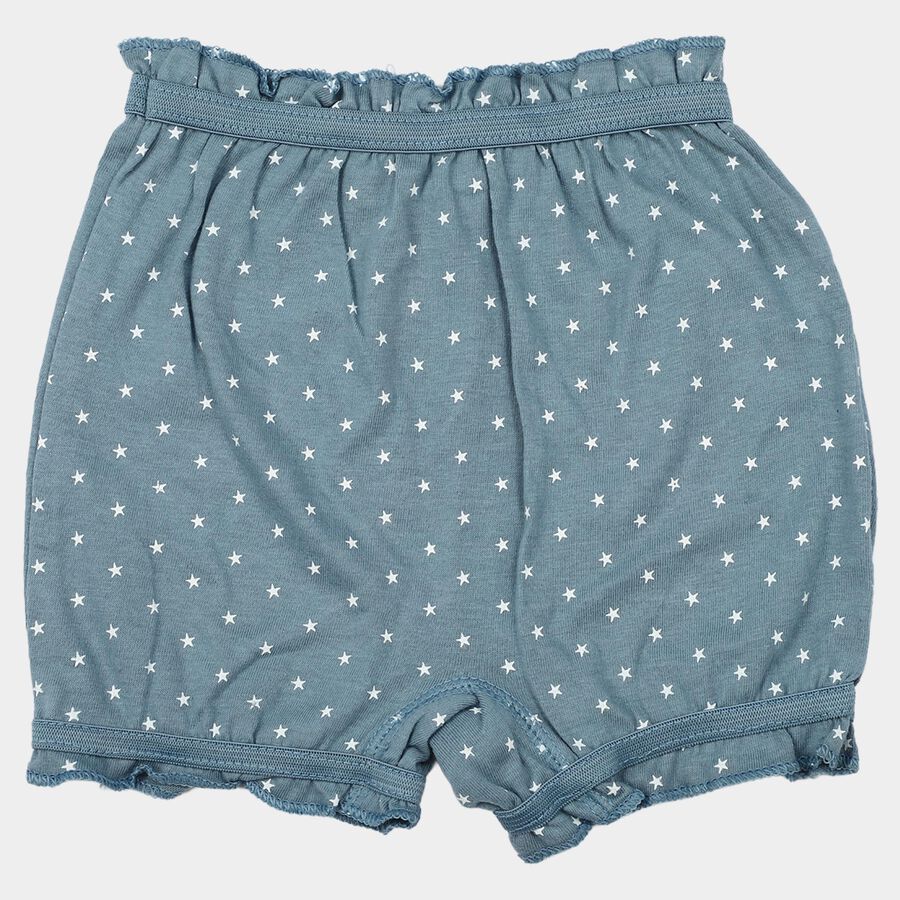 Girls Blue Regular Fit Star Printed Bloomer, Mid Blue, large