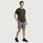 Men's Olive Green Round Neck Athleisure T-Shirt, Olive, small