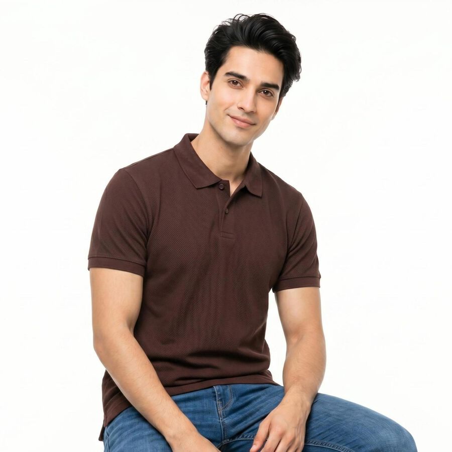 Men's Maroon Polo Neck Polo T-Shirt, मरून, large