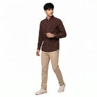 Men's Maroon Cotton Button-Down Collar Regular Fit Casual Shirt, मरून, small