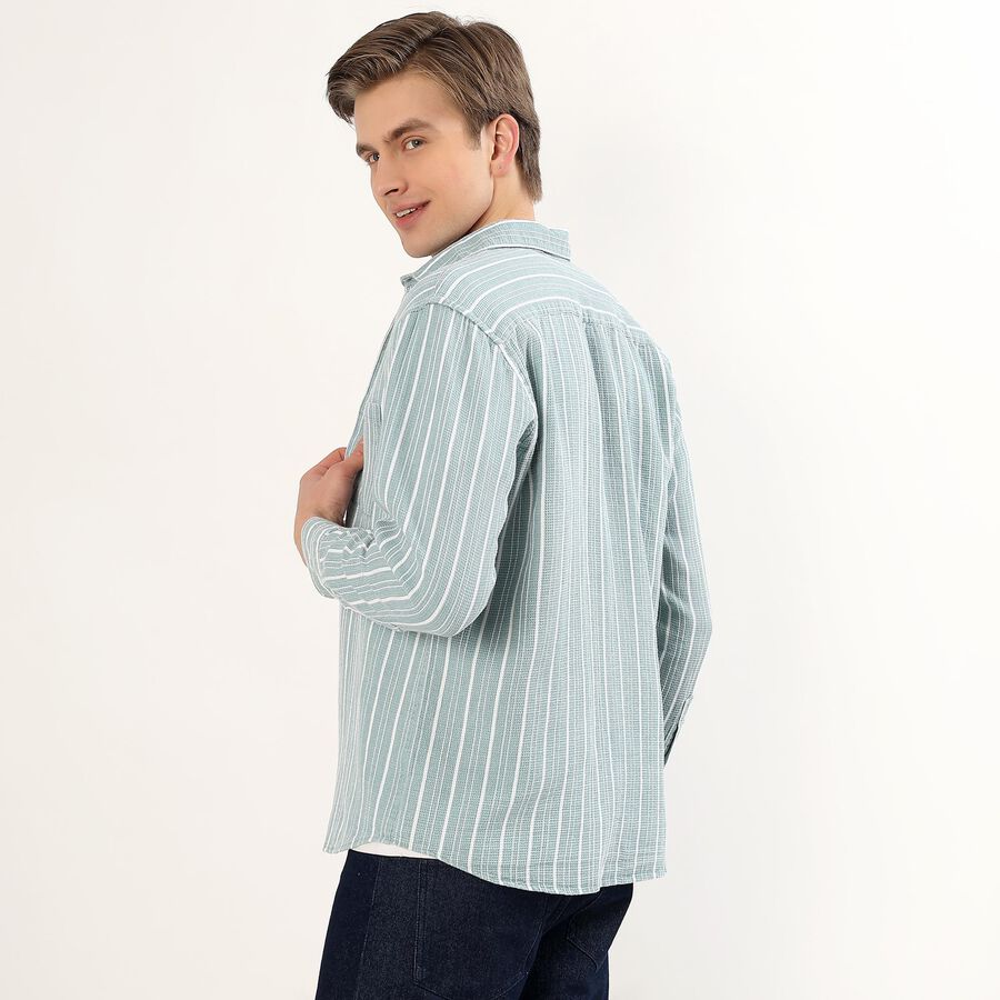 Men's Muted Olive Green Cotton Full Sleeve Classic Casual Shirt, ओलिव, large