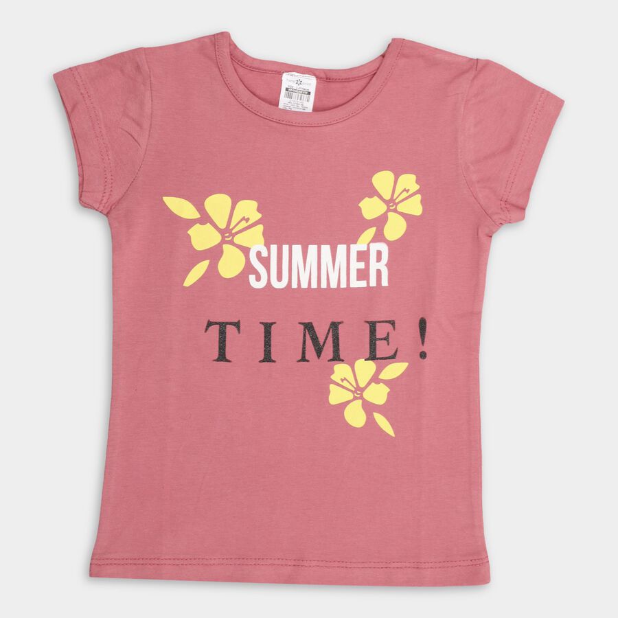 Girls' 100% Cotton T-Shirt , Pink, large image number null