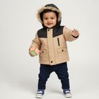 Infants Light Beige Hooded Casual Jacket, Beige, small image number null