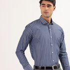 Men's Deep Midnight Navy Blue Button Down Slim Fit Formal Shirt, Navy Blue, small image number null