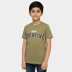 Boys' Olive Round Neck Casual T-Shirt, Olive, small image number null