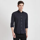 Cotton Printed Casual Shirt, Navy Blue, small image number null
