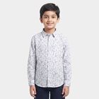 Boys White Cotton Spread Collar Casual Shirt, White, small