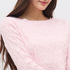 Women's Light Pink Round Neck Casual Crop Top, Light Pink, small