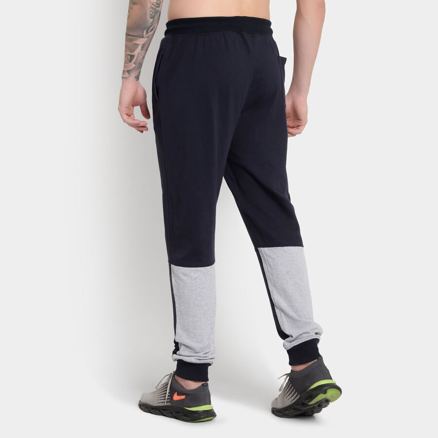 Cut & Sew Slim Fit Jogger Track Pants, Navy Blue, large image number null