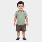 Infants' Mint Green 100% Cotton Polo Neck Printed Baba Suit, Light Green, small