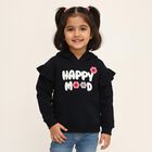 Girls Deep Midnight Navy Blue Hooded Neck Casual Sweatshirt, Navy Blue, small image number null