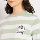 Ladies'  Stripes Round Neck T-Shirt, Light Green, small image number null