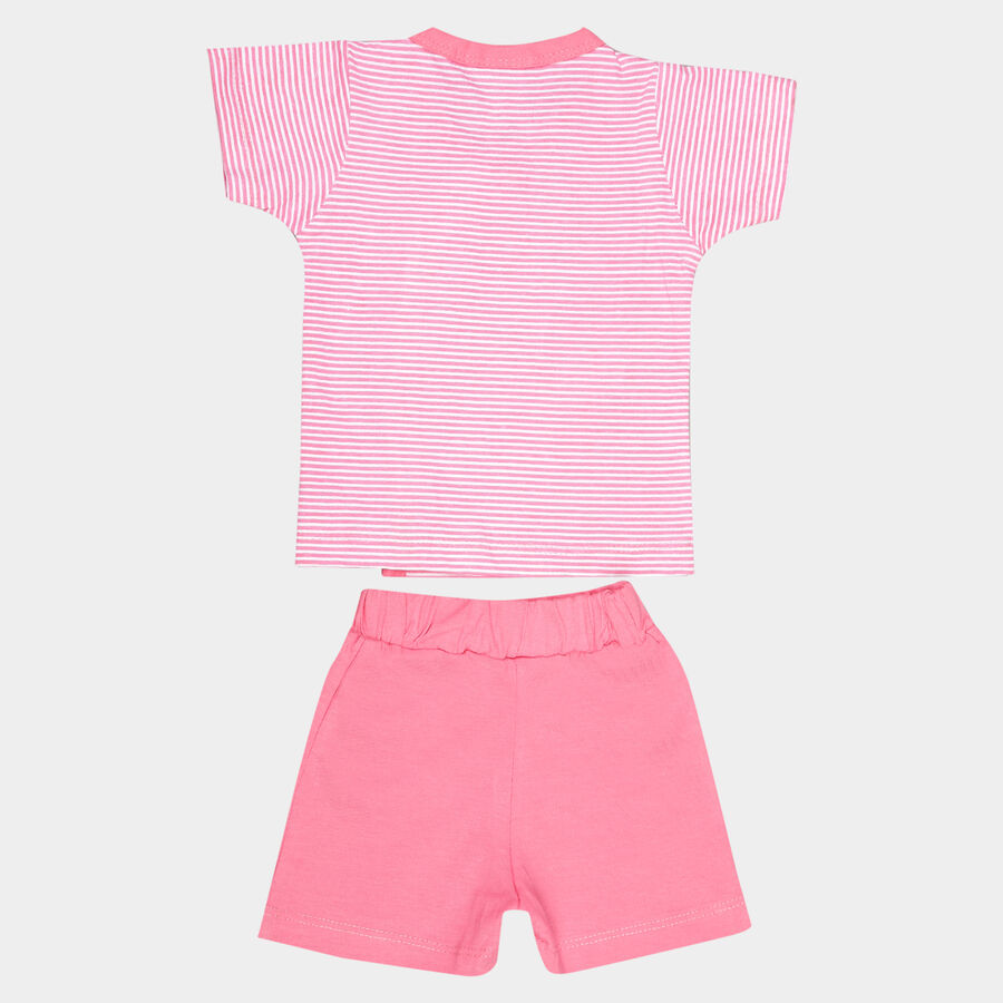 Infants Cotton Stripes Shorts Set, White, large image number null