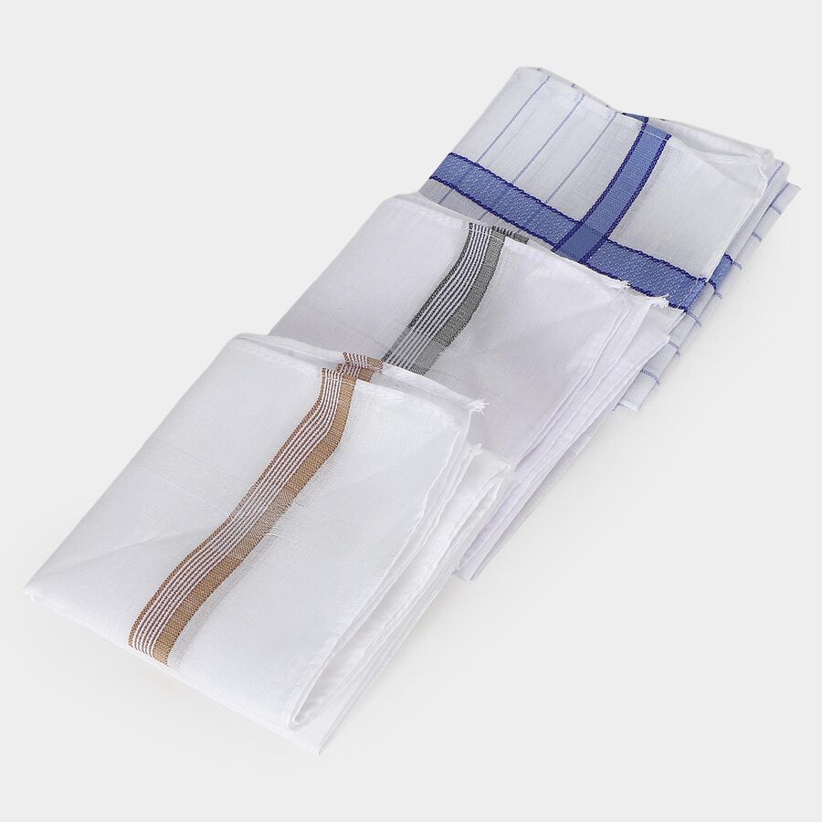 Men's Light Blue Pack of 3 Handkerchief, हल्का नीला, large