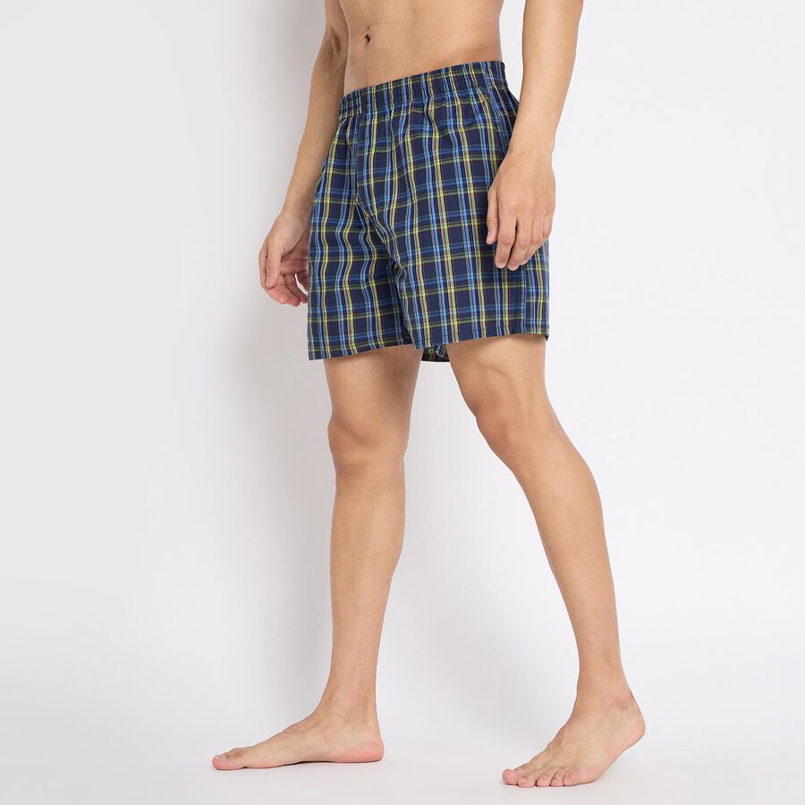 Men's 100% Cotton Boxers, Navy Blue, large
