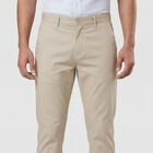 Men's Beige Slim Fit Flat-Front Casual Trousers, Beige, small