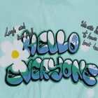 Girls' Light Blue Cotton Round Neck Graphic Print T-Shirt, Light Blue, small