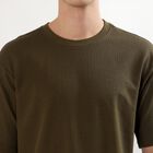Men's Muted Olive Green Round Neck Casual T-Shirt, Olive, small image number null