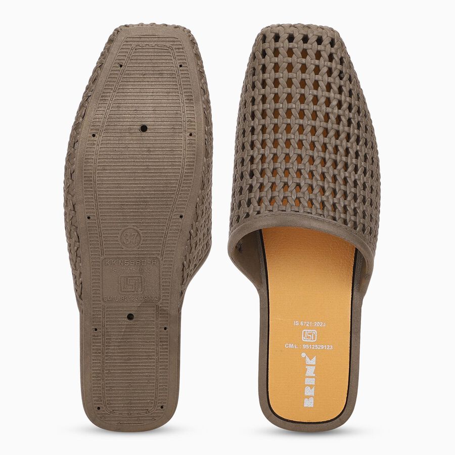 Women's Taupe Woven Slip-On Mules, Brown, large