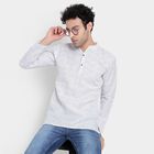 Printed Mandarin Collar Kurta, White, small image number null