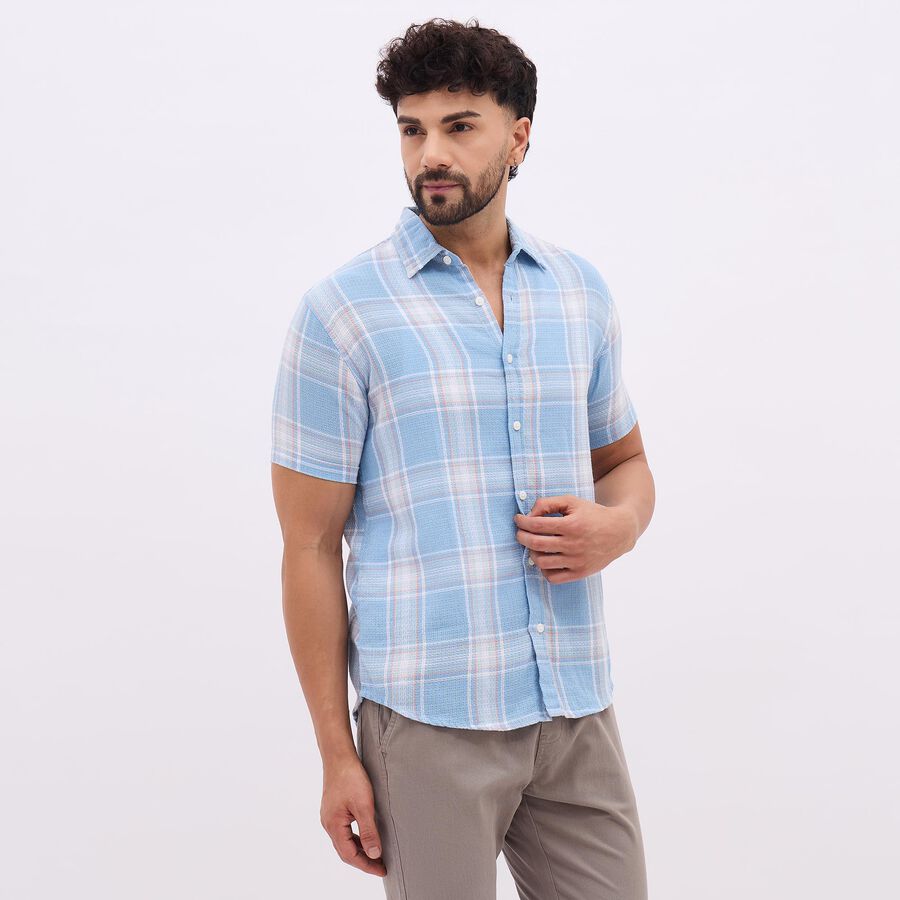 Men's Light Blue Classic Casual Shirt, Light Blue, large