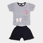 Infant Girls' 100% Cotton Short Set, Navy Blue, small