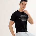 Men's Jet Black Round Neck Graphic T-Shirt, Black, small image number null