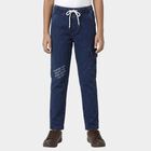 Boys' Blue Cargo Fit Printed Jeans, गहरा नीला, small