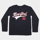 Boys Navy Blue Crew Neck Regular T-Shirt, नेवी ब्लू, small