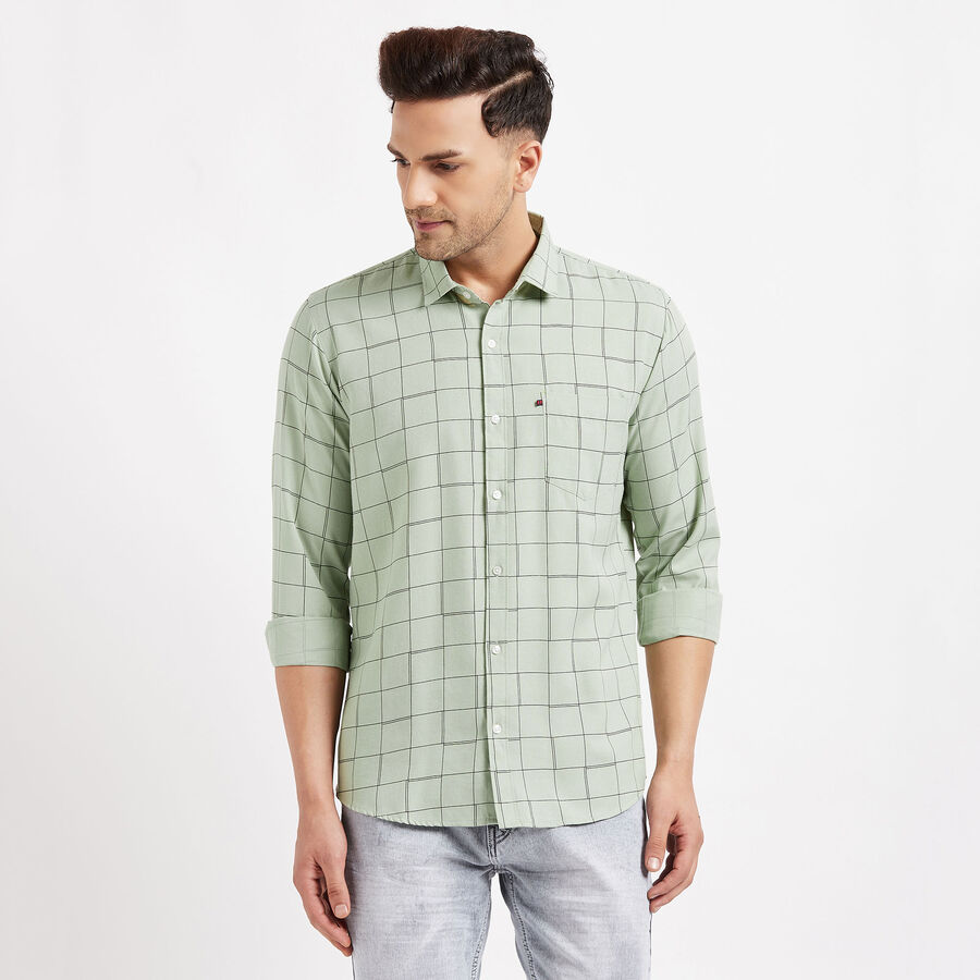 Checks Casual Shirt, Light Green, large image number null