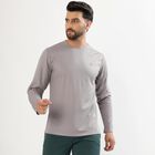 Men's Muted Grey Crew Neck Athleisure T-Shirt, गहरा ग्रे, small image number null