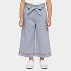 Girls' Light Grey Wide Leg Embroidered Paperbag Waist Jeans, Light Grey, small