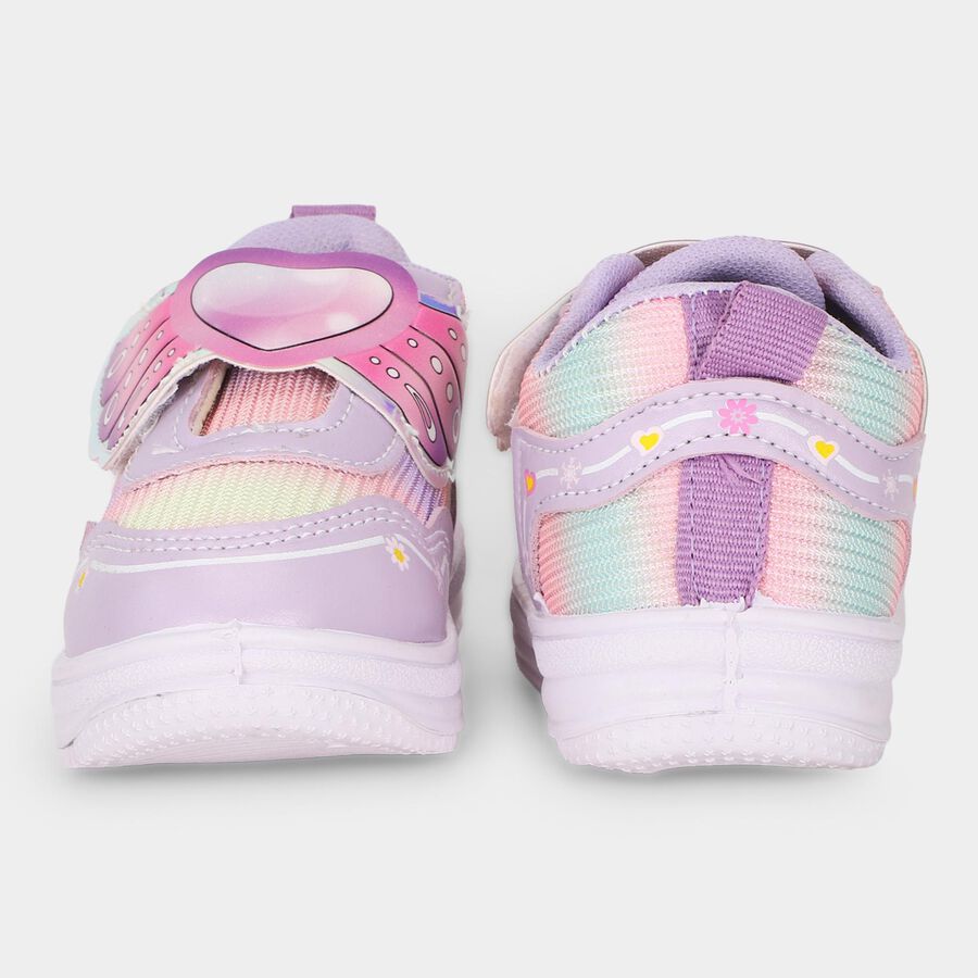 Girls' Lavender Velcro Sneakers, Lilac, large