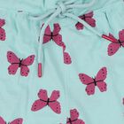 Girls' Aqua Cotton Blend Elastic Waist Pyjama, Aqua, small
