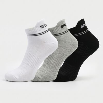 Men's Regular Fit Sports Pack of 3 Socks ( Black, Grey, White )