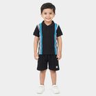 Boys Navy Blue Polo Neck Striped Baba Suit, Navy Blue, small