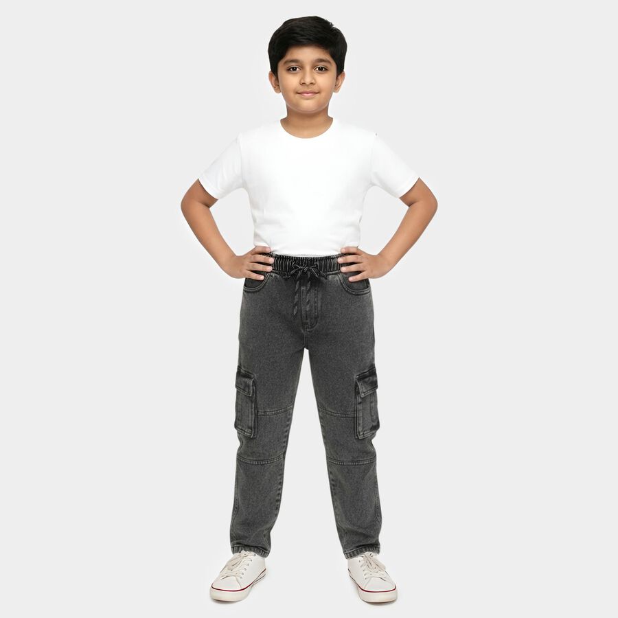 Boys' Jeans, गहरा ग्रे, large