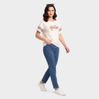 Women's Off White Round Neck Regular T-Shirt, ऑफ व्हाइट, small