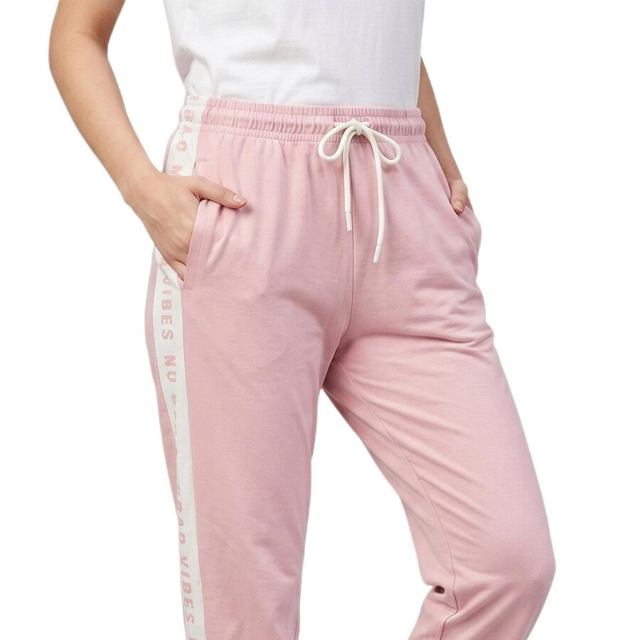 Women's Lilac Straight Fit Side-Tape Track Pants, Lilac, large