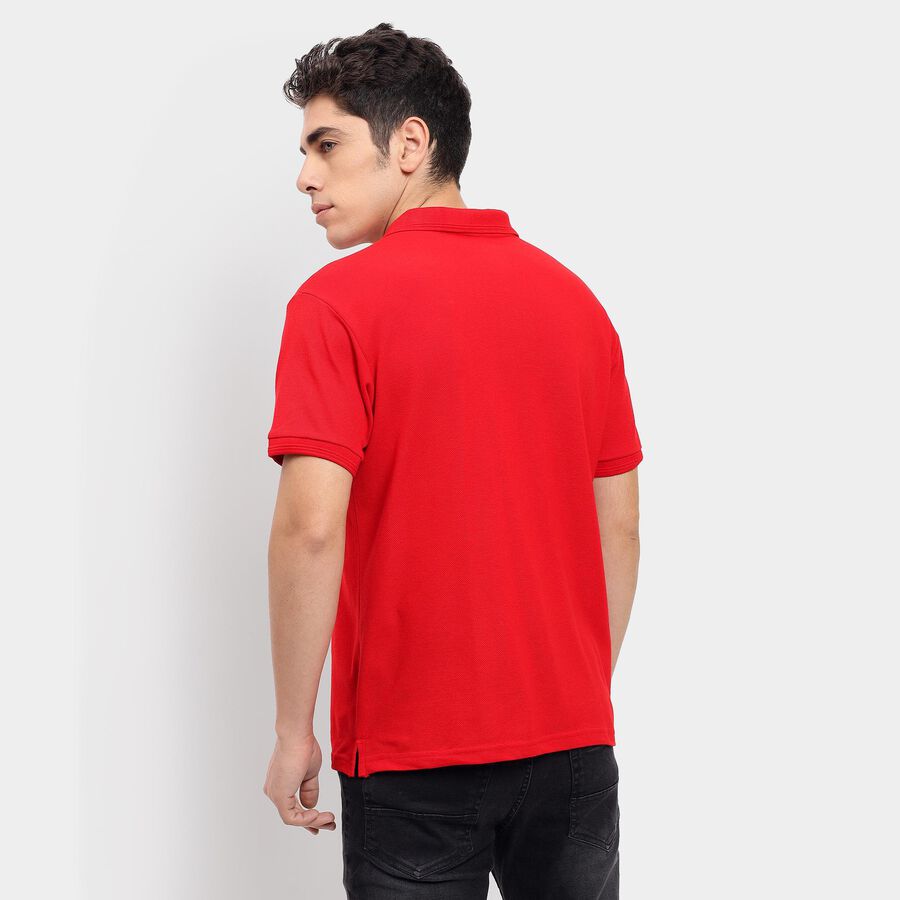 Men's Collared Half Sleeves T-Shirt , Red, large image number null
