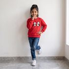 Girls' Fuchsia Crew Neck Pullover Sweatshirt, रानी (फ्यूशिया), small