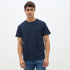 Men's Deep Midnight Navy Blue Cotton Round Neck Casual T-Shirt, Navy Blue, small image number null