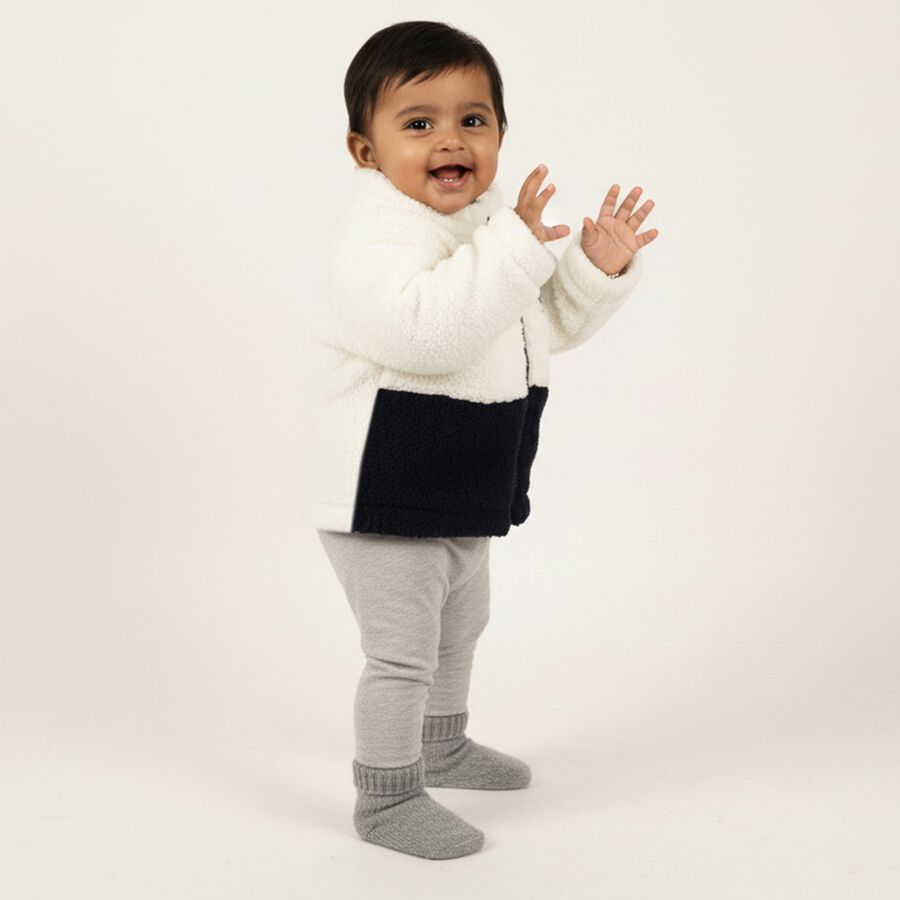 Infants Navy and White High Neck Casual Sweatshirt, नेवी ब्लू, large image number null