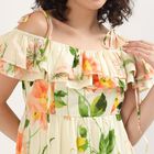 Women's Cream Cotton Off-Shoulder Floral Maxi Dress, Off White, small